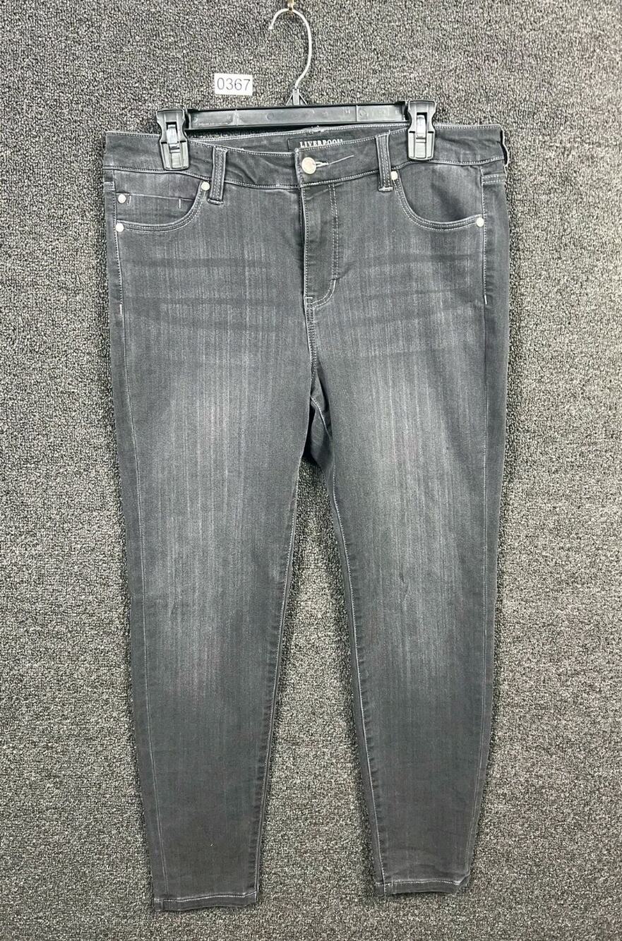 Liverpool Petite The Skinny Black Faded Mid Rise Stretch Denim Jeans Womens 12P